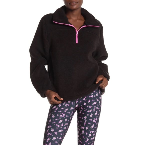Betsey Johnson Tops - Betsey Johnson Funnel Neck Fleece Pullover Black